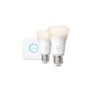 Ampoules connectées Philips Hue Kit de démarrage ampoule connectée White 9.5 Watt E27 x2 + Philips Hue Bridge