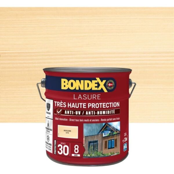 BONDEX - Lasure 8 ans - Indice 30 - Incolore - Satin - 2