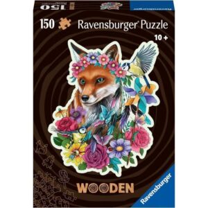 Puzzle en bois Renard coloré 150 pieces robustes et naturelles dont 15 figurines en bois (whimsies)