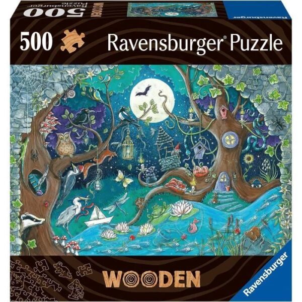 Puzzle en bois Foret fantastique 500 pieces robustes et naturelles dont 40 figurines en bois (whimsies)