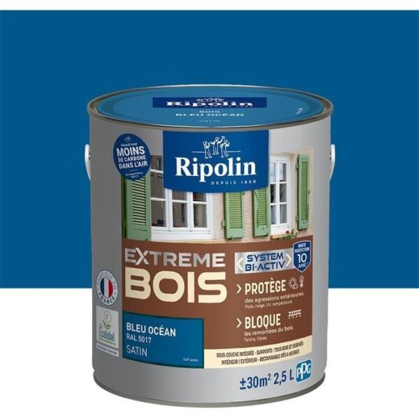 RIPOLIN PROTECTION EXTREME BOIS BLEU OCEAN RAL 5 Satin 2