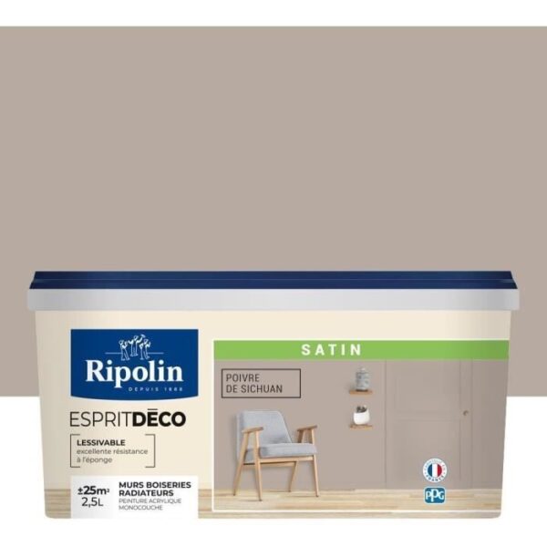 RIPOLIN Peinture murale pour toutes pieces - Poivre du sichuan satin - 2