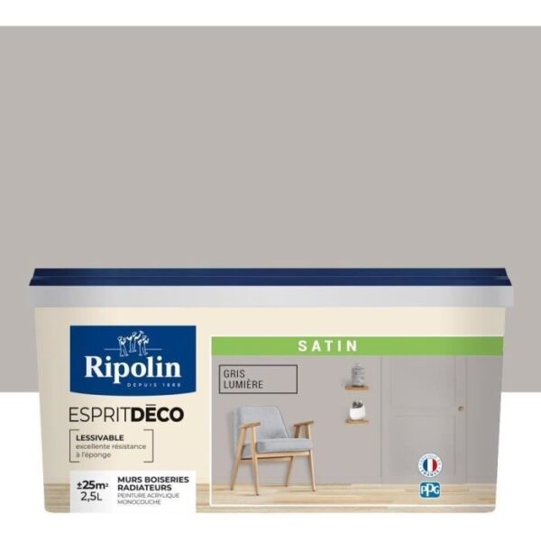Peinture de couleur murale intérieur satin gris lumiére 2