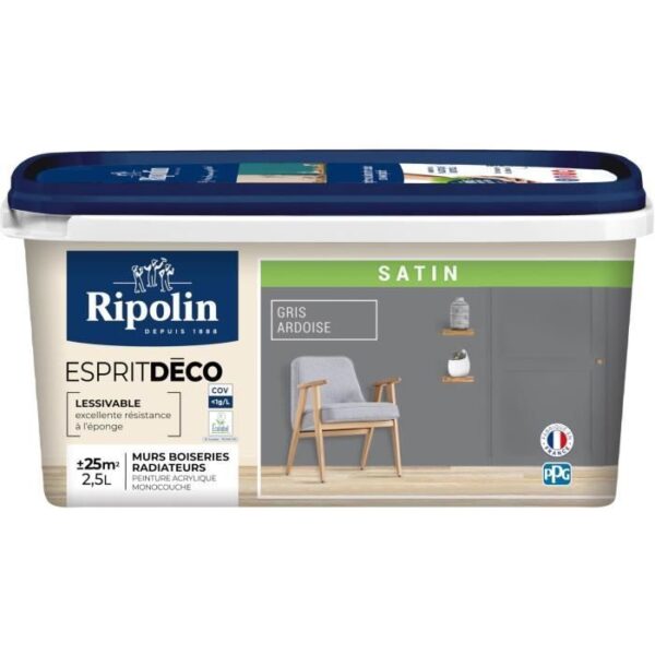 RIPOLIN Peinture Couleur Satin Ultra Couvrante pour Cuisine