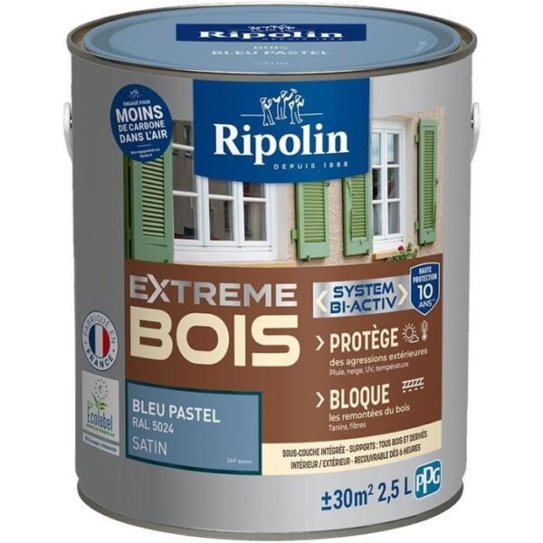 Peinture Extreme bois - Bleu pastel RAL 5024 satin - RIPOLIN - 2