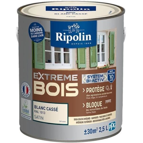 Peinture Extreme bois - Blanc cassé RAL 1013 satin - RIPOLIN - 2