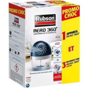 RUBSON Absorbeur d'humidité Aéro 360° Promo choc 20 m² + 3 recharges