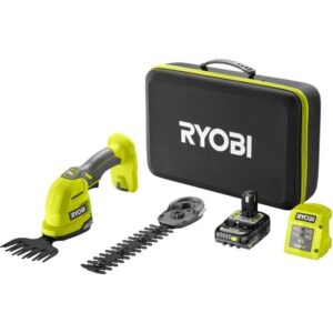 RYOBI - Cisaille a gazon / sculpteur de végétaux 18V ONE+ - Mallette de rangement + batterie 2