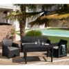 Salon de jardin - en résine aspect rotin tressé - Allibert by KETER - 5 personnes - SanRemo - Gris graphite – Image 2