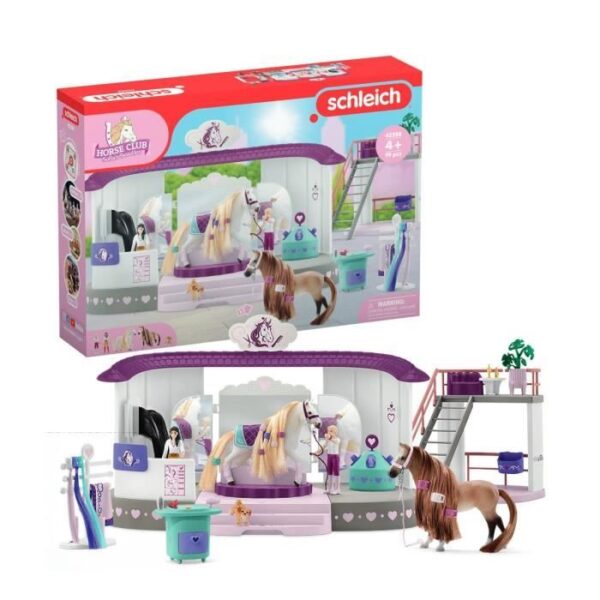 Écurie Schleich Salon de Beauté Sofia's Beauties avec Accessoires de Pansage et Figurines Schleich Chevaux - Coffret de 99 Pieces