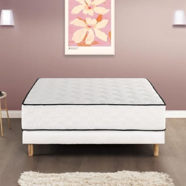 DEKO DREAM Détente 27 cm Ensemble sommier + matelas 140 x 190 cm - ressorts ensachés - 7 zones - réversible - fabriqué en Belgique