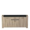 Ensemble Enfilade 4 portes + Vitrine 2 portes + Table L 170 cm SHEFFIELD - Chene Kronberg – Image 4