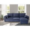 Canapé d'angle convertible réversible MAX - Méridienne avec coffre - Tissu bleu - L 240 x P 143 x H 85 cm – Image 2