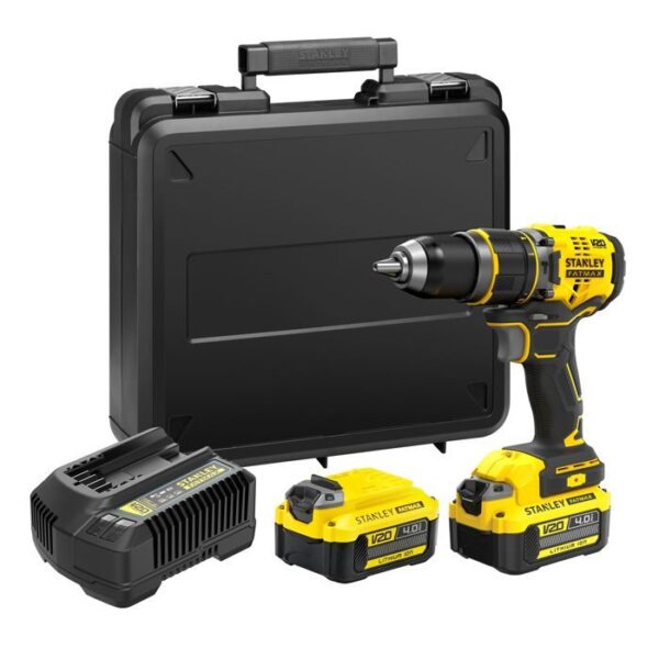 Stanley - V20 Perceuse visseuse a percussion 80 Nm BRUSHLESS - Lithium 18V - 2 batteries 4A - SFMCD721M2K-QW