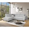 Canapé d'angle convertible - 4 personnes - STAN - Tissu Souris - 3 tétieres - Réversible - 243 x 92 x 184 cm – Image 2
