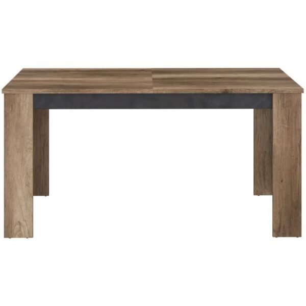 Table a manger extensible - STEIN - Rectangulaire - Chene et steam Black - 6 personnes - 157 / 207 x 90 x 77