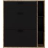 Meuble a chaussures LEONA 2 Portes - Mélaminé noir et contour chene rustique - 8 a 10 paires - L90 x P25 x H102 cm – Image 3