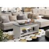 Table basse - Blanc et gris béton - Relevable - L 100 cm x P50 x H44cm - HAPPY – Image 4
