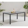 Table de jardin 6 personnes - Structure aluminium - Plateau verre trempé fixé par ventouses - L 160 x H 72 x P 90 cm – Image 2