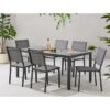 Table de jardin 6 personnes - Structure aluminium - Plateau verre trempé fixé par ventouses - L 160 x H 72 x P 90 cm – Image 6