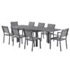 Table de jardin extensible rectangulaire 6 a 10 personnes - Structure aluminium - L 135-270 x P 90 x H 75 cm - Gris foncé – Image 5