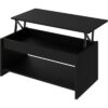 Table basse HAPPY - Mélaminé noir - Plateau relevable - L 100 x P 50 x H 44 cm – Image 4