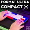 Clavier Gamer - The G-Lab - KEYZ HYDROGEN - 60% Format Compact - Rétroéclairé - Filaire - Bleu/Blanc/Rouge – Image 2