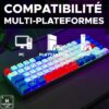 Clavier Gamer - The G-Lab - KEYZ HYDROGEN - 60% Format Compact - Rétroéclairé - Filaire - Bleu/Blanc/Rouge – Image 6