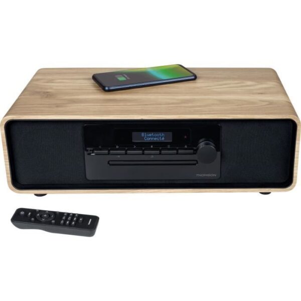 Micro-chaîne Bluetooth - THOMSON - Bois/Noir - Radio FM/DAB+/CD/MP3/USB/Induction