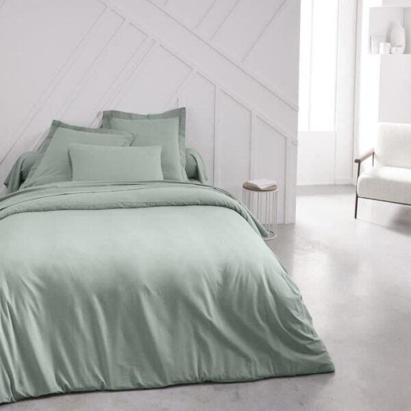 Housse de couette TODAY Essential - 240 x 260 cm - 2 personnes - 100% Coton uni - Celadon