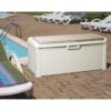 Banc coffre de jardin SANTORINI PLUS - Résine - Capacité 550L - Blanc – Image 2