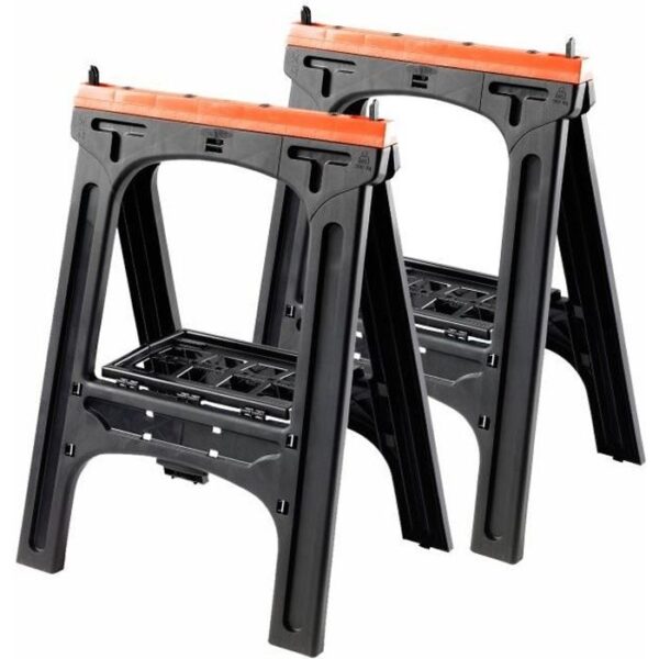 Lot de 2 tréteaux pliants - TOOD - Charge maximale 200 kg - Dimensions 60x10x80 cm