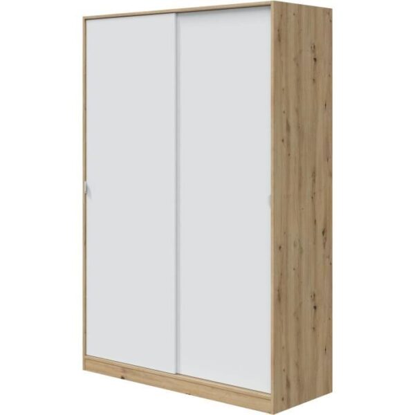 Armoire TOP - Décor chene - 2 Portes coulissantes - L120 x H200 x P50 cm