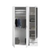 Armoire VARIA - Décor blanc - 3 portes battantes + miroir + 2 tiroirs - L 120 x H 185 x P 51 cm - PARISOT – Image 4