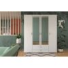 Armoire VARIA - Décor blanc - 4 portes battantes + 2 miroirs + 2 tiroirs - L 160 x H 185 x P 51 cm - PARISOT – Image 2