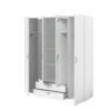 Armoire VARIA - Décor blanc - 4 portes battantes + 2 miroirs + 2 tiroirs - L 160 x H 185 x P 51 cm - PARISOT – Image 5