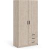 Armoire VEGA - Décor Gris anthracite - 2 portes + 3 tiroirs -  L 98
