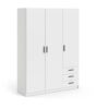 Armoire VEGA - Décor Blanc mat - 3 portes + 3 tiroirs - L 147 x P 49