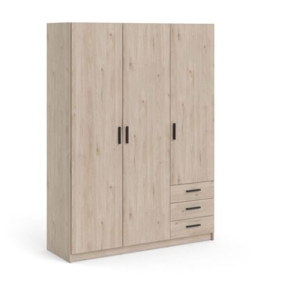 Armoire VEGA - Décor Gris anthracite - 3 portes + 3 tiroirs - L 147 x P 49