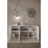 Buffet 3 Portes VENEZIA - Blanc laqué brillant et chene Cadiz - L 181 x P 44 x H 84 cm – Image 2