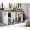 Buffet VICTORY 3 Portes Blanc Laqué brillant avec serigraphie miroir  L181 Cm – Image 3