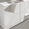 Buffet VICTORY 3 Portes Blanc Laqué brillant avec serigraphie miroir  L181 Cm – Image 6