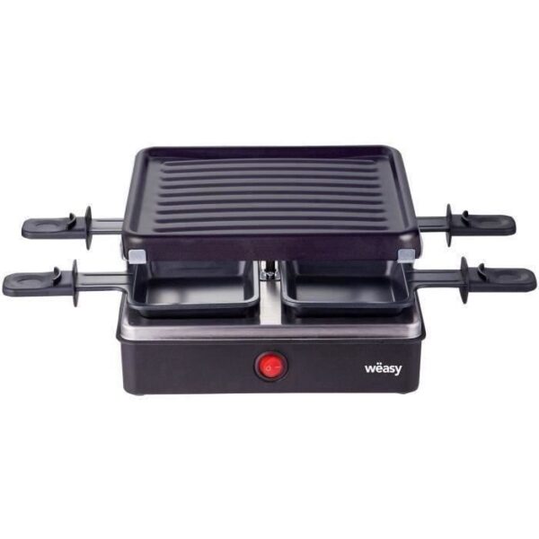 WEASY LUGA40 - Appareil a raclette et grill 4 personnes - 600W - Revetement anti-adhésif - 19