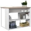 EKIPA Ilot de cuisine - Décor Chene Jackson et Blanc - 116x90x81 cm - 116 x P 90 x 81 cm - WORK – Image 5