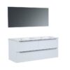 ZOOM meuble de salle de bain double vasque avec miroir L 120cm - 4 tiroirs a fermeture ralenties - Blanc laqué brillant – Image 2