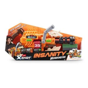 Blaster a Ceinture - ZURU - XSHOT Insanity HorrorFire Dread Hammer - Blaster avec ceinture de 35 fléchettes et portée de 30 metres