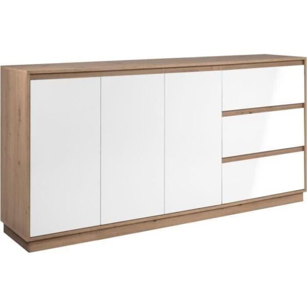 Buffet - PHoeNIX - Décor chene artisan / blanc - 3 portes - 3 tiroirs - 178 x 88 x 40 cm