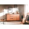 DENVER Buffet 3 portes 3 tiroirs - Décor chene artisan / Anthracite - L 160 x P 40 x H 88 cm – Image 3