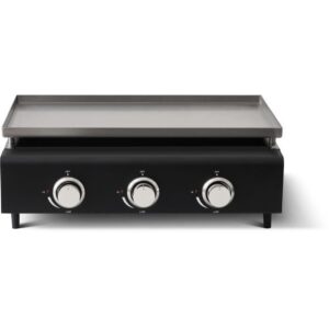 Plancha a gaz - COOKING BOX - CUENCA - 3 feux avec housse - 9 kw - 65 X 50 X 23 cm - Surface cuisson en inox : 62 x 36 cm - Noir