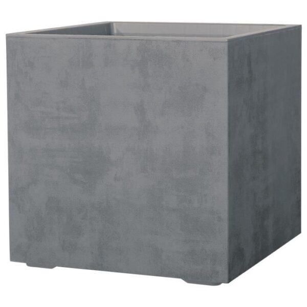DEROMA Pot de fleurs Cube Millennium R - 49 x h49,5 cm - Ashgrey - A réserve d'eau - Roulettes